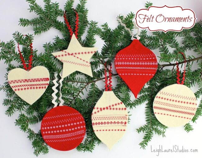 Felt Hearts Red Ribbons