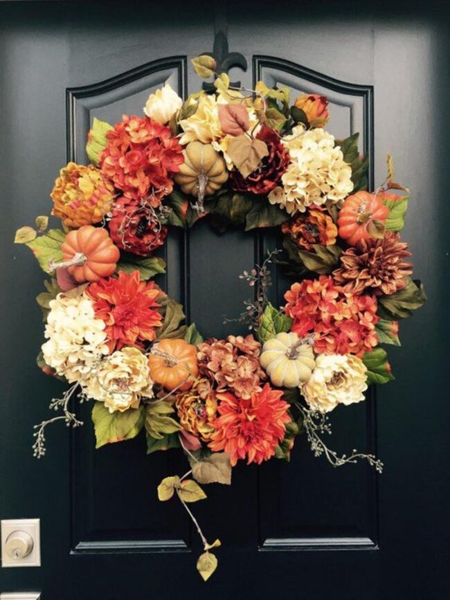 Harvest Orange Floral Wreath