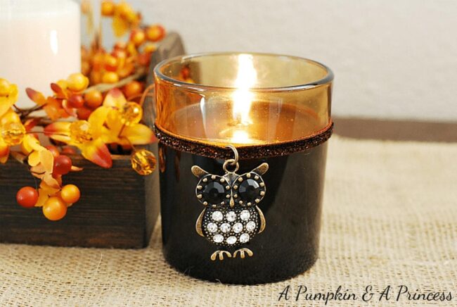 Gem-Studded Owl Candles
