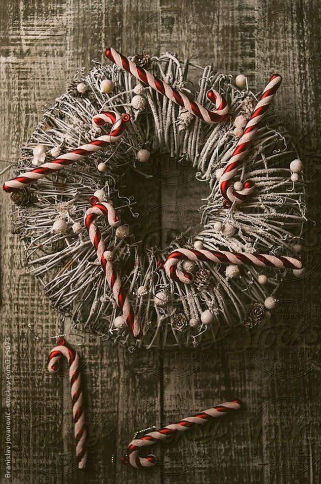 Festive Candy Cane Wreath