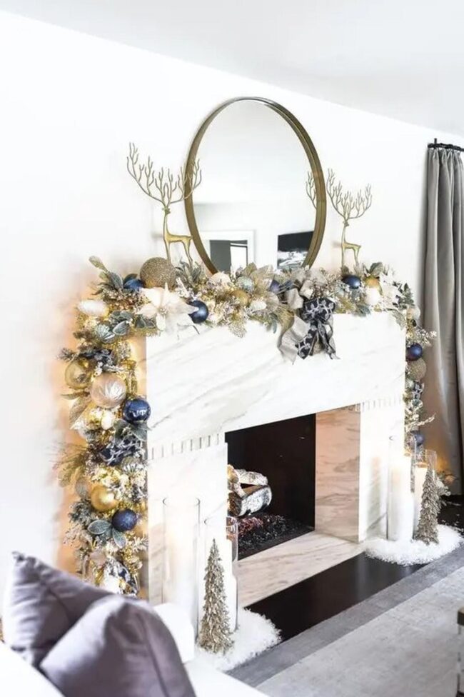 Shimmering Marble Fireplace
