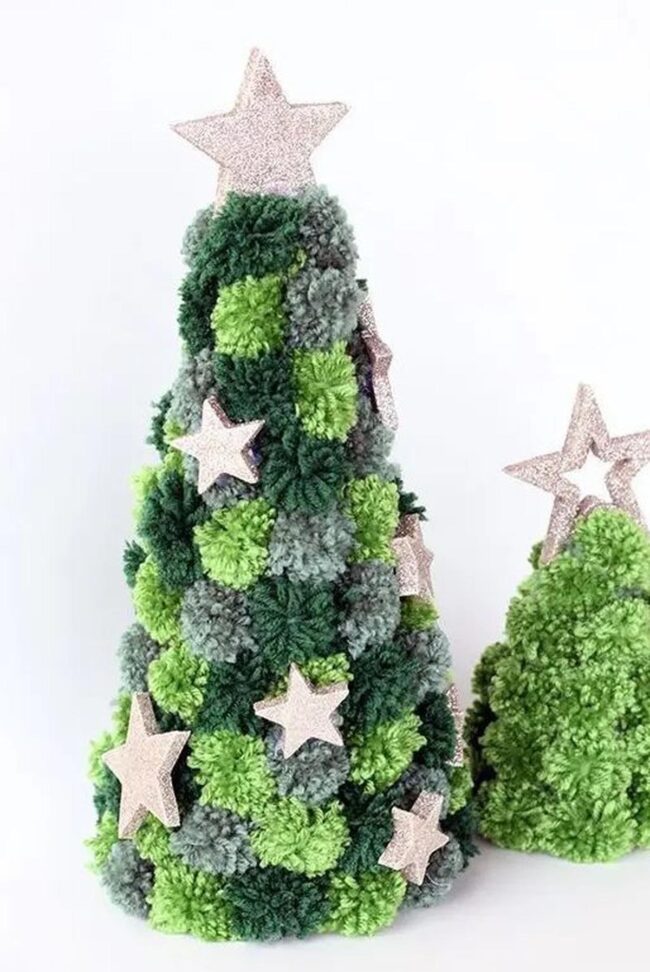 Green Yarn Christmas Trees