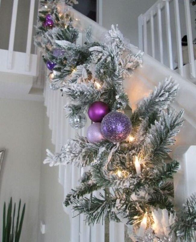 Frosted Pine Staircase Ornaments