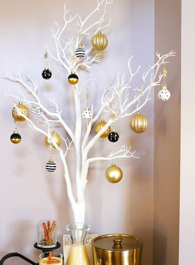 White Branches Gold Ornaments