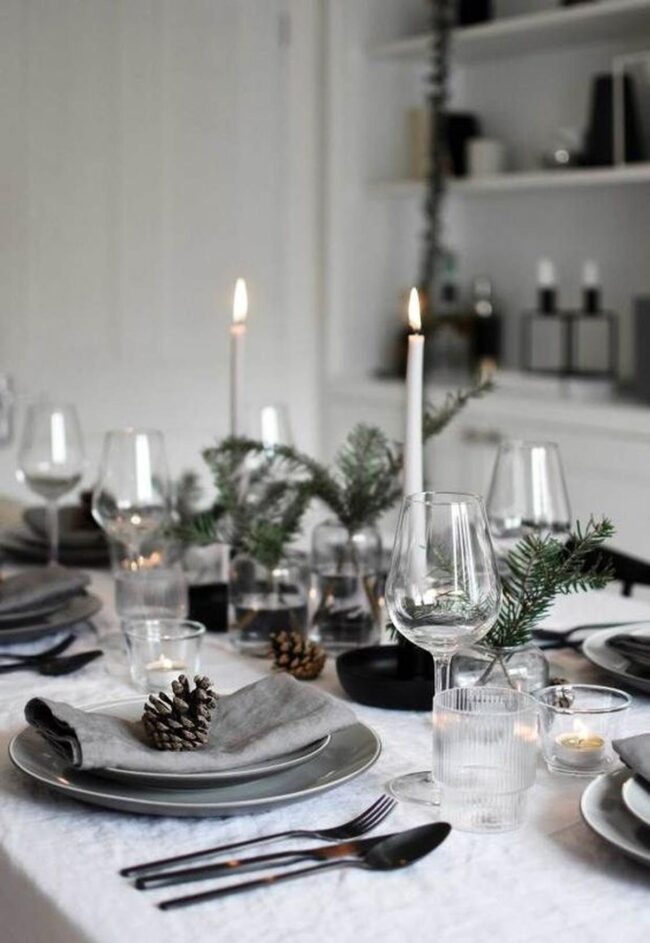 Winter Pine Dining Scene