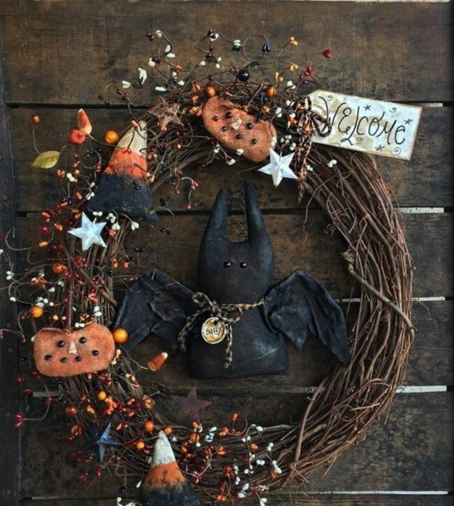 Bat Black Autumn Wreath