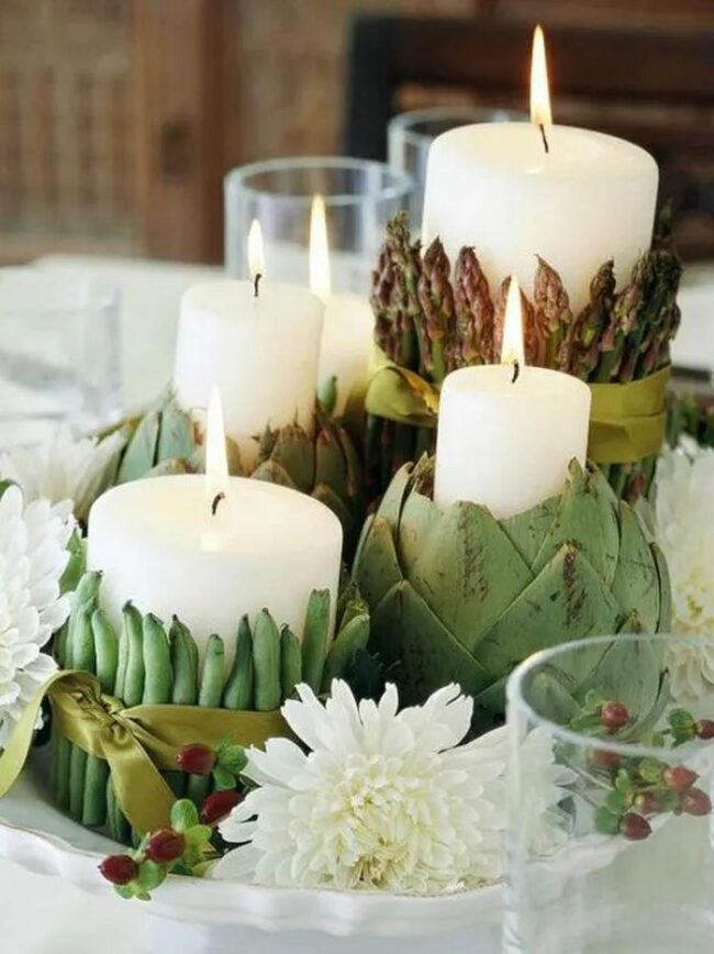 Green Ribbon Candles