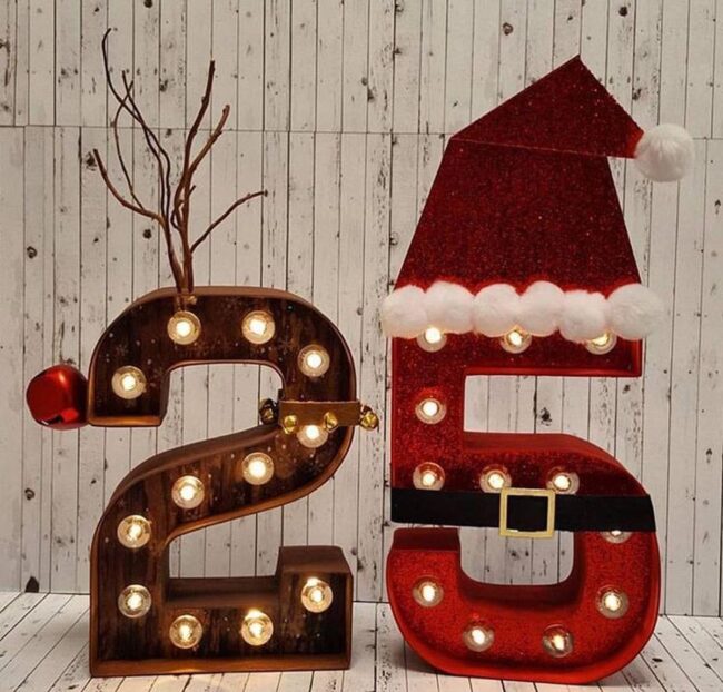 Festive Wooden Number Figures