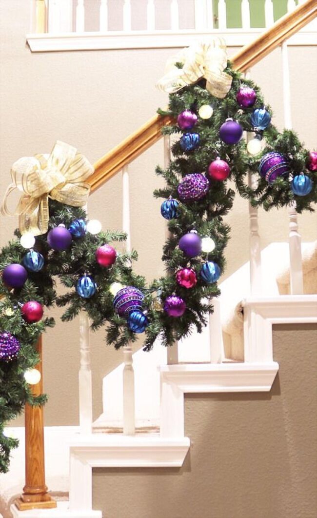 Festive Green Garland Staircase