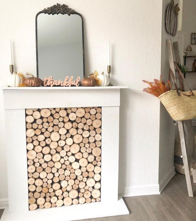 Wooden Logs Fireplace Design