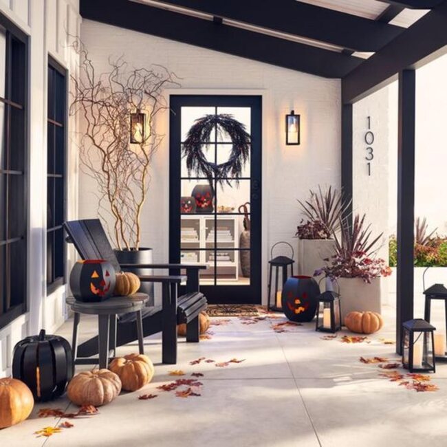 Black White Autumn Porch
