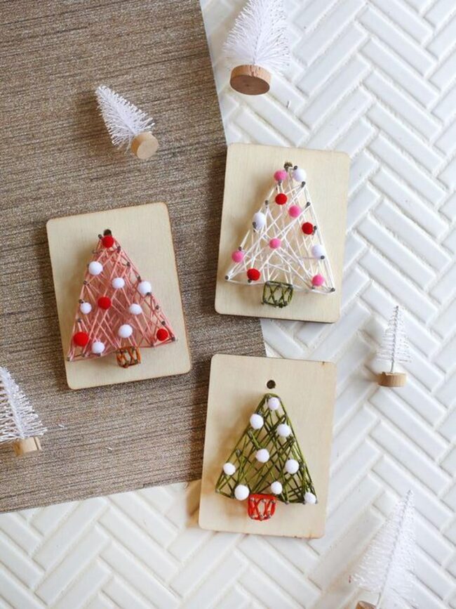 Festive String Art Trees