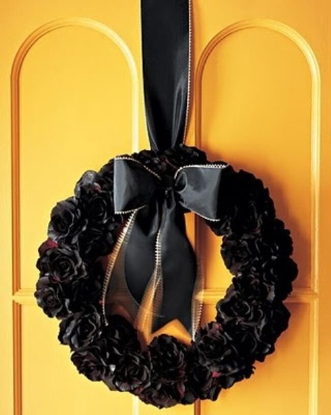 Black Floral Door Wreaths