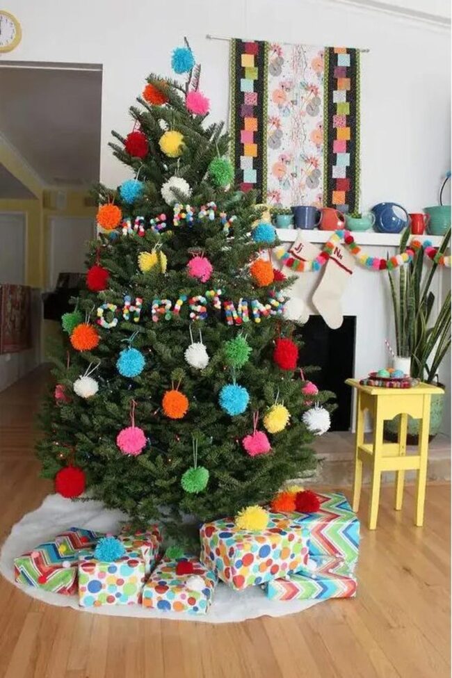 Colorful Christmas Pom-Poms