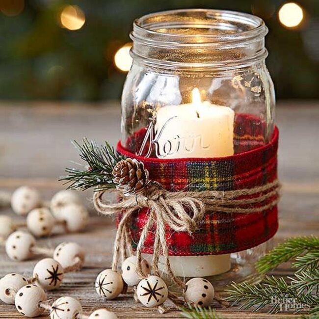 Plaid Candle Woodland