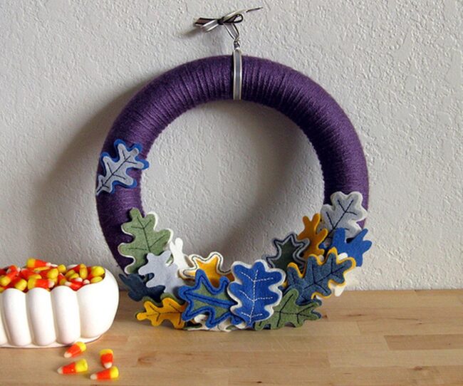 Purple Yarn Wreath