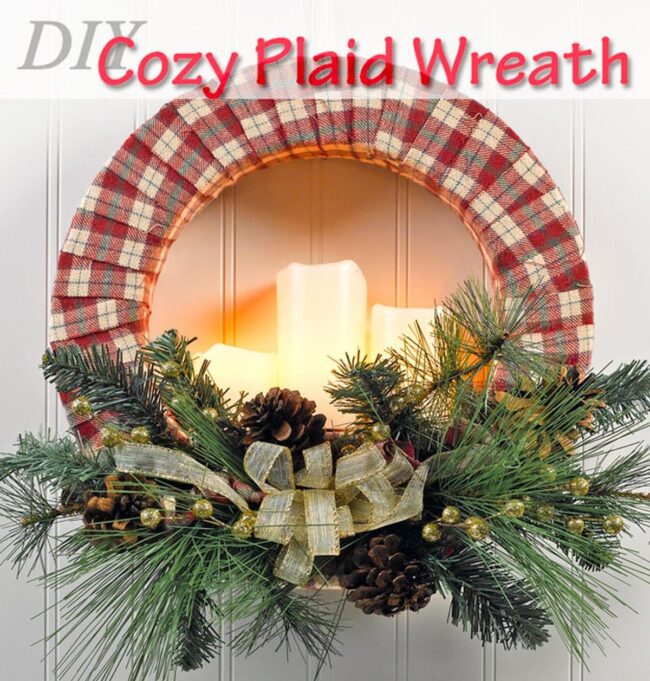 Plaid Pinecone Winter Wreath