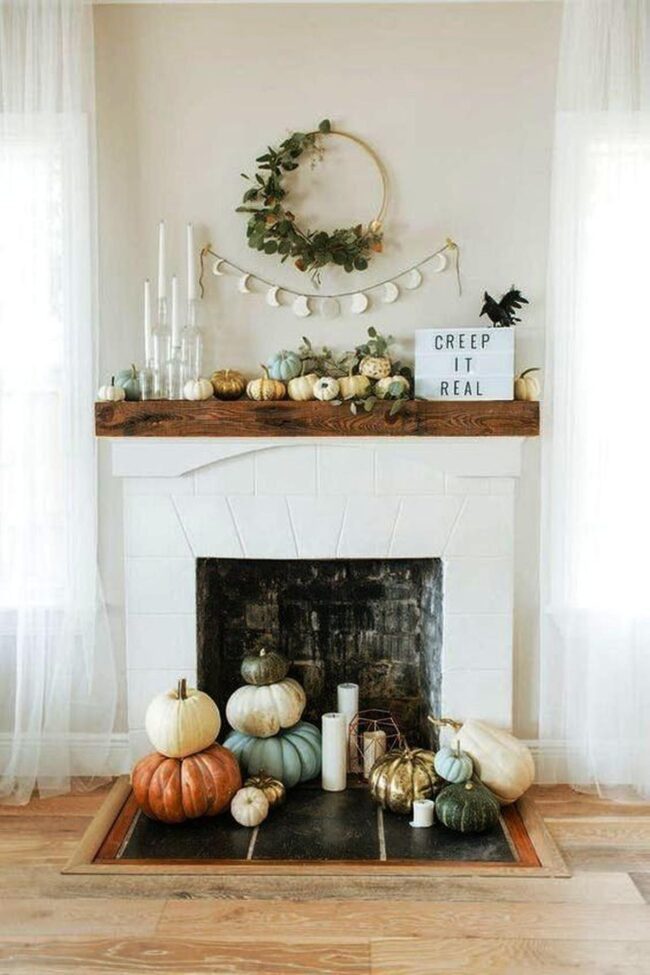 Autumn Wood Fireplace Canvas