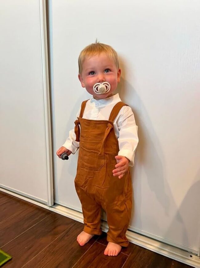 Corduroy Overalls with Shirt for Vintage Look
