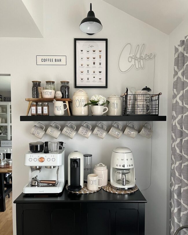 Warm Cottage Coffee Corner with Retro Accents